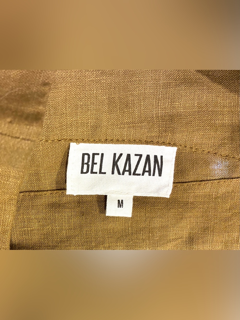 bel kazan Top Larkin Button Back Crop Linen Cumin SZ. Med - Picture 10 of 15